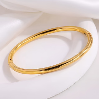 Bracelet manchette fil épais acier inoxydable argent ou or