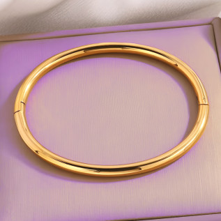 Bracelet manchette fil épais acier inoxydable argent ou or