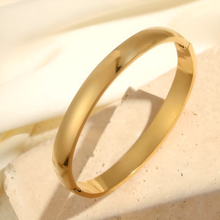 Bracelet manchette large acier inoxydable argent ou or
