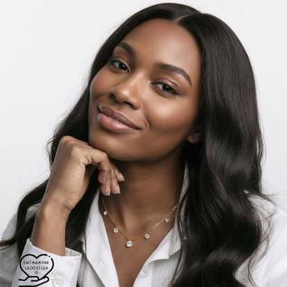 Cubic zirconia necklace on silver or gold stainless steel satellite chain, woman gift necklace