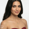 Twisted hollow circle and cubic zirconia pendant necklace on silver or gold stainless steel chain