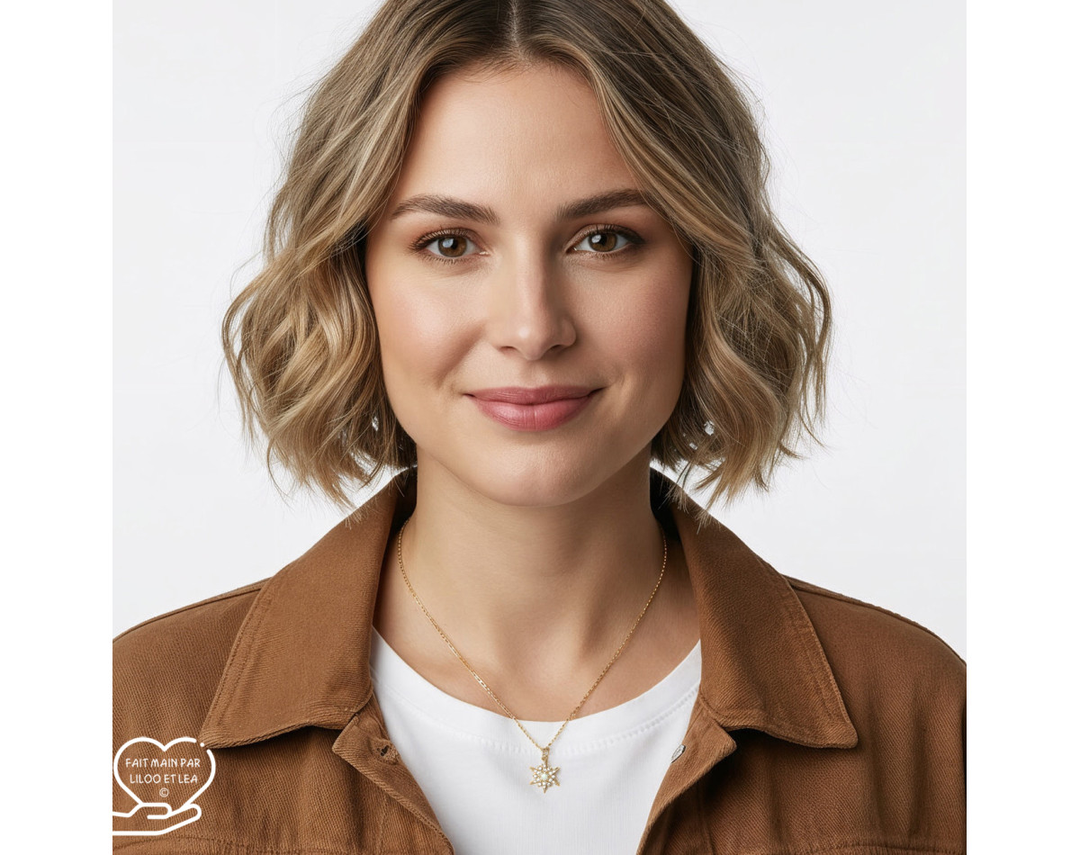 Fire opal star pendant necklace on gold stainless steel chain women necklace gift
