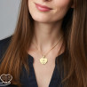 Collier cœur collection Message d’Amour + qu'hier - que demain 1 acier inoxydable argent or gravure laser