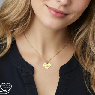 Collier cœur collection Message d’Amour 6 acier inoxydable argent or oxyde de zirconium gravure laser