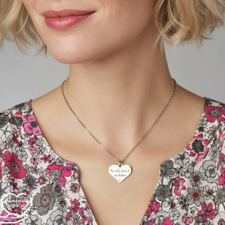 Collier cœur collection Message d’Amour 5 acier inoxydable argent or oxyde de zirconium gravure laser