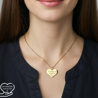 Collier cœur collection Message d’Amour 2 acier inoxydable argent or oxyde de zirconium gravure laser