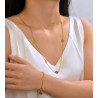 Collier mi-long trèfles creux et pleins acier inoxydable or cadeau femme