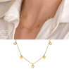 Cubic zirconia heart charm necklace in gold stainless steel