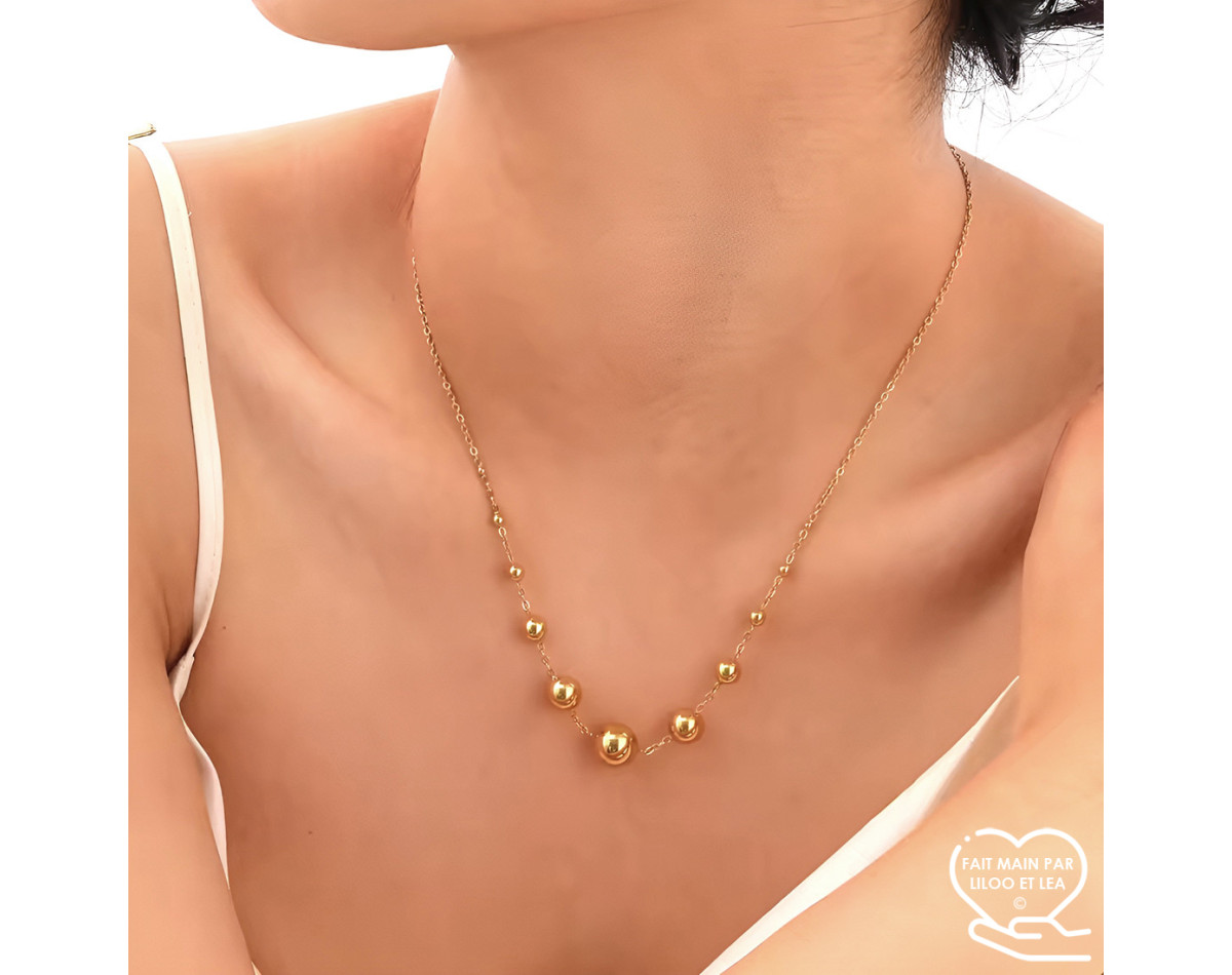 Ball necklace in gold stainless steel