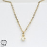 Collier pendentif rond opale de feu sur chaîne en acier inoxydable or collier cadeau femme