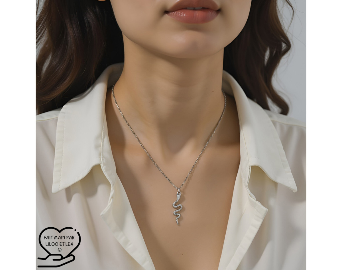 Snake pendant necklace on stainless steel chain gold silver women necklace gift