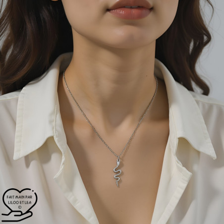 Snake pendant necklace on stainless steel chain gold silver women necklace gift