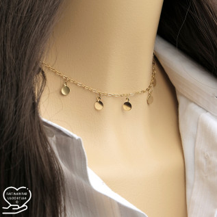 Coin charm necklace on silver or gold stainless steel chain, woman gift necklace