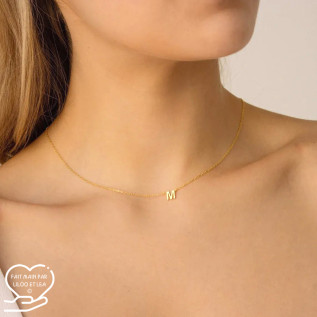 Personalized necklace initial letter stainless steel silver or gold, stainless steel cable chain, woman girl personalized gift