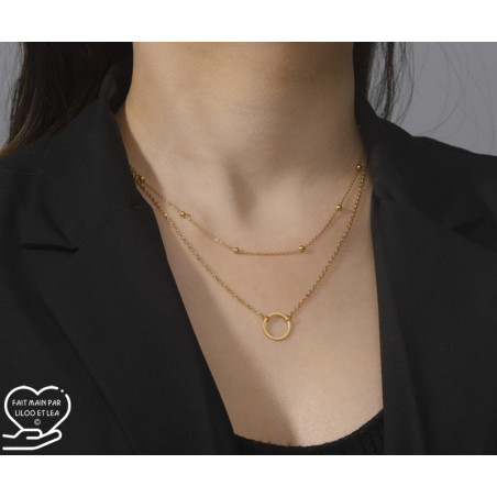 Multi layer hollow circle pendant necklace on satellite and cable stainless steel chains, gold, silver, women necklace gift