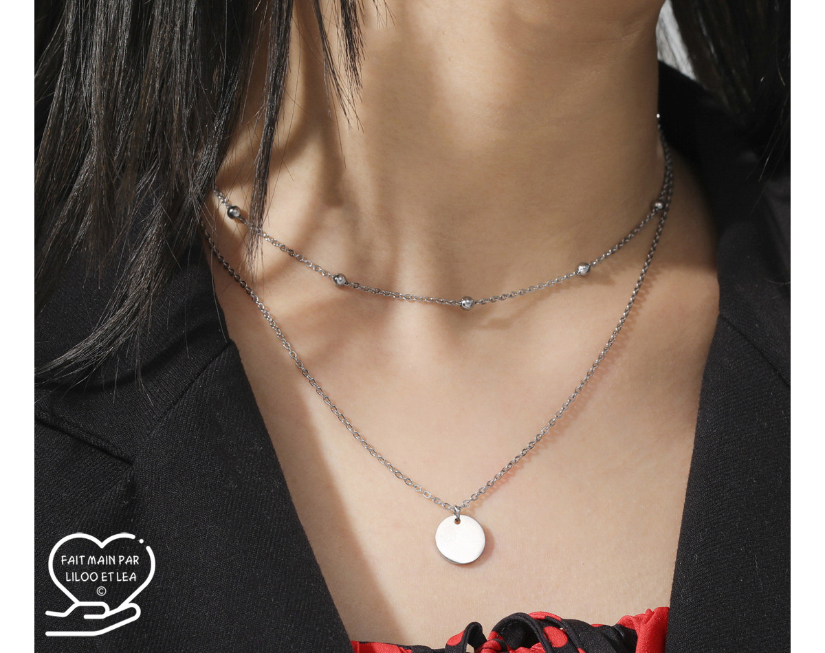 Multi layer coin pendant necklace on satellite and cable stainless steel chains, gold, silver, women necklace gift