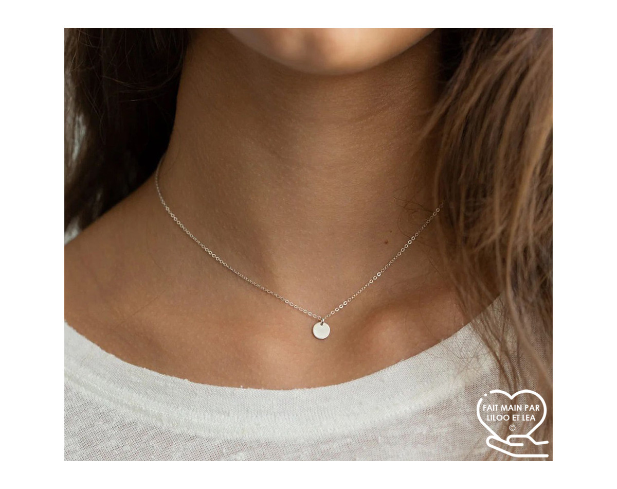 Small coin pendant necklace on stainless steel chain gold, silver, women necklace gift