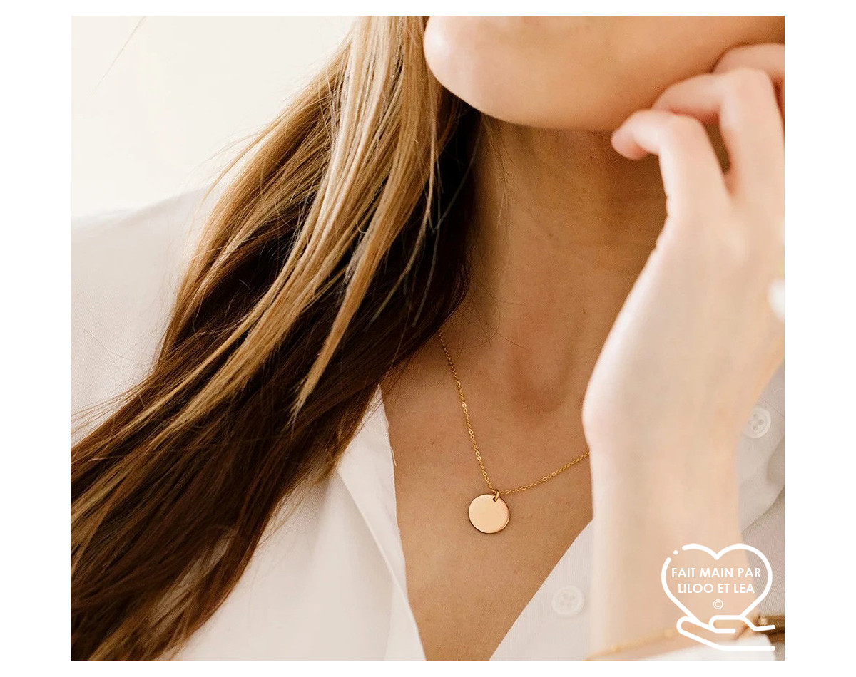 Coin pendant necklace on stainless steel chain gold, silver, women necklace gift
