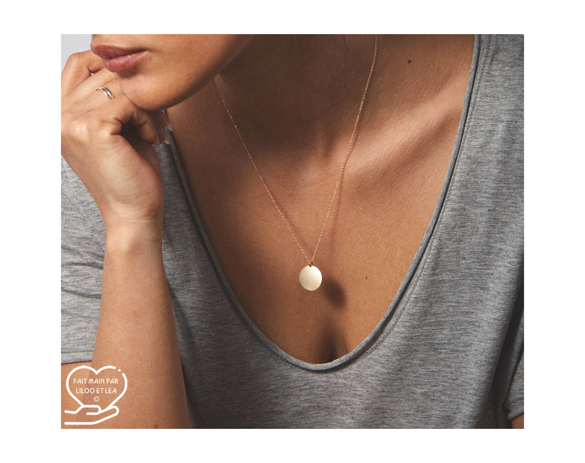 Coin pendant necklace on stainless steel chain silver, gold, women necklace gift