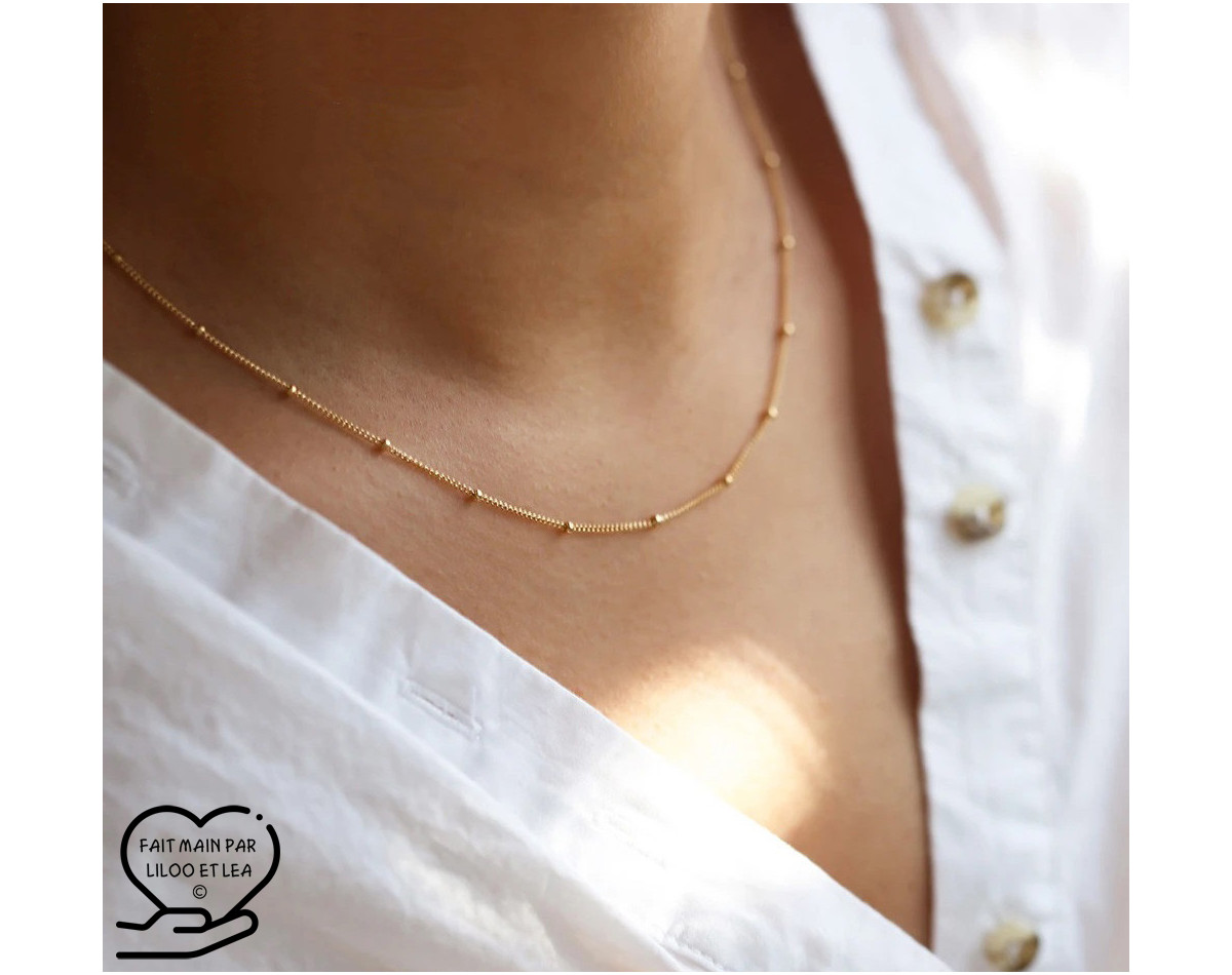 Stainless steel satelitte curb chain necklace, silver or gold, choice of length