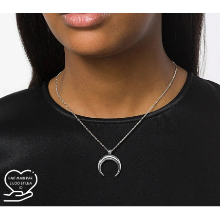 Moon crescent pendant necklace on stainless steel chain gold, silver, women necklace gift