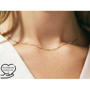 Collier chaîne maille vénitienne en acier inoxydable, argent ou or, longueur au choix