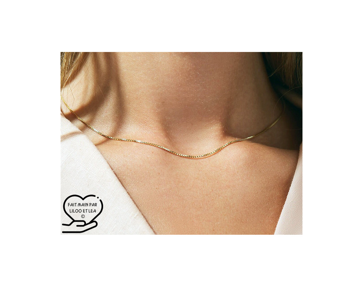 Stainless steel venitian chain necklace, silver or gold, choice of length