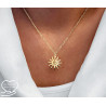 Sun pendant necklace on stainless steel chain gold, silver, women necklace gift