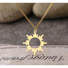 Hollow sun pendant necklace on stainless steel chain gold, silver, women necklace gift