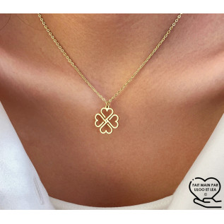 Hollow clover pendant necklace on stainless steel chain gold, silver, women necklace gift
