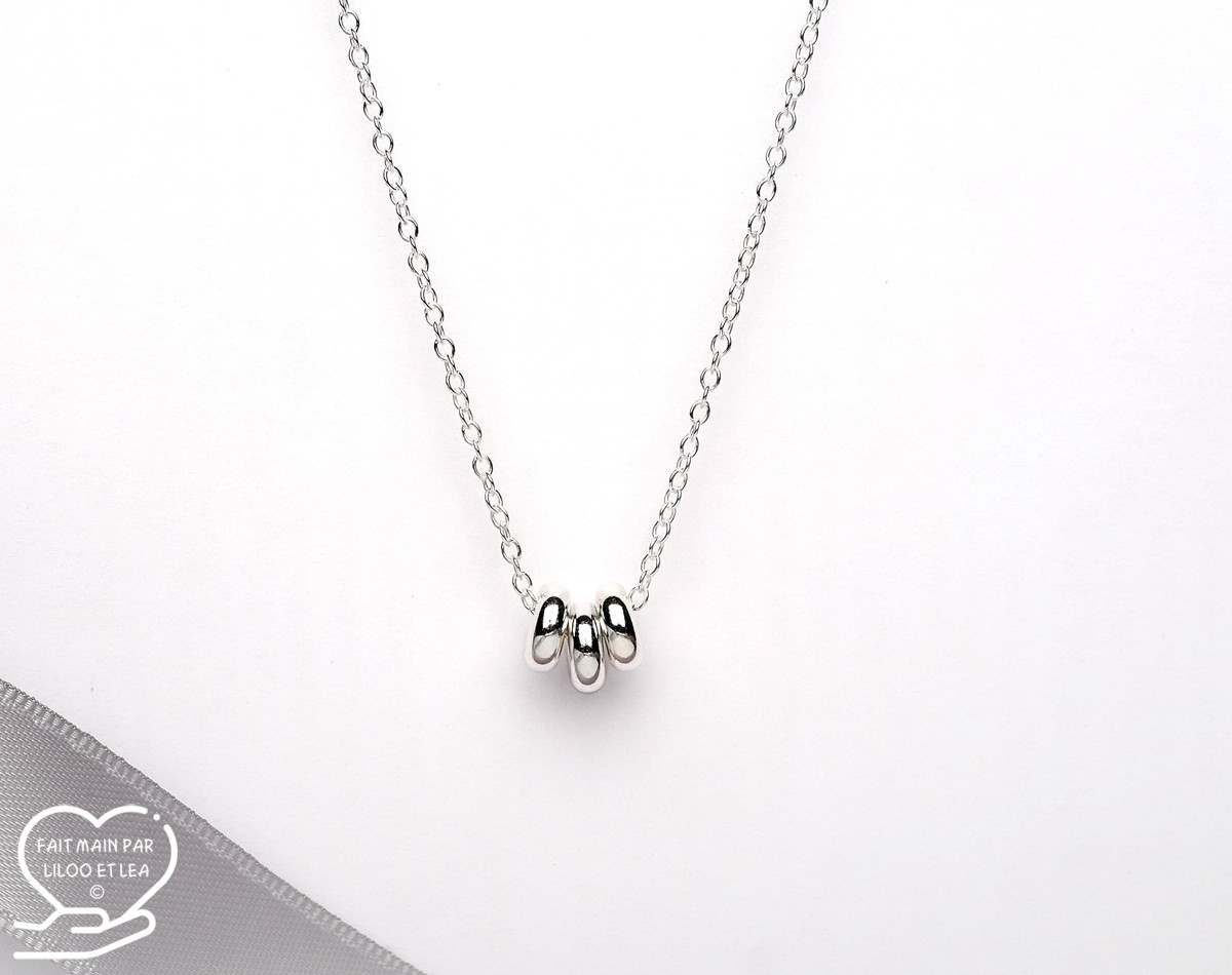 Donut necklace in sterling silver, cable chain, donuts trio, women's gift necklace