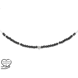 Natural stones black spinel necklace, sterling silver, chain and balls in sterling silver