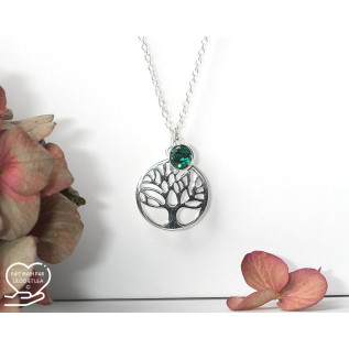 Tree of life and birthstone pendant necklace,sterling silver , customised pendant necklace
