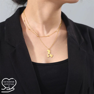 Dog pendant necklace, silver or gold stainless steel, woman jewelry, girl jewelry, child jewelry