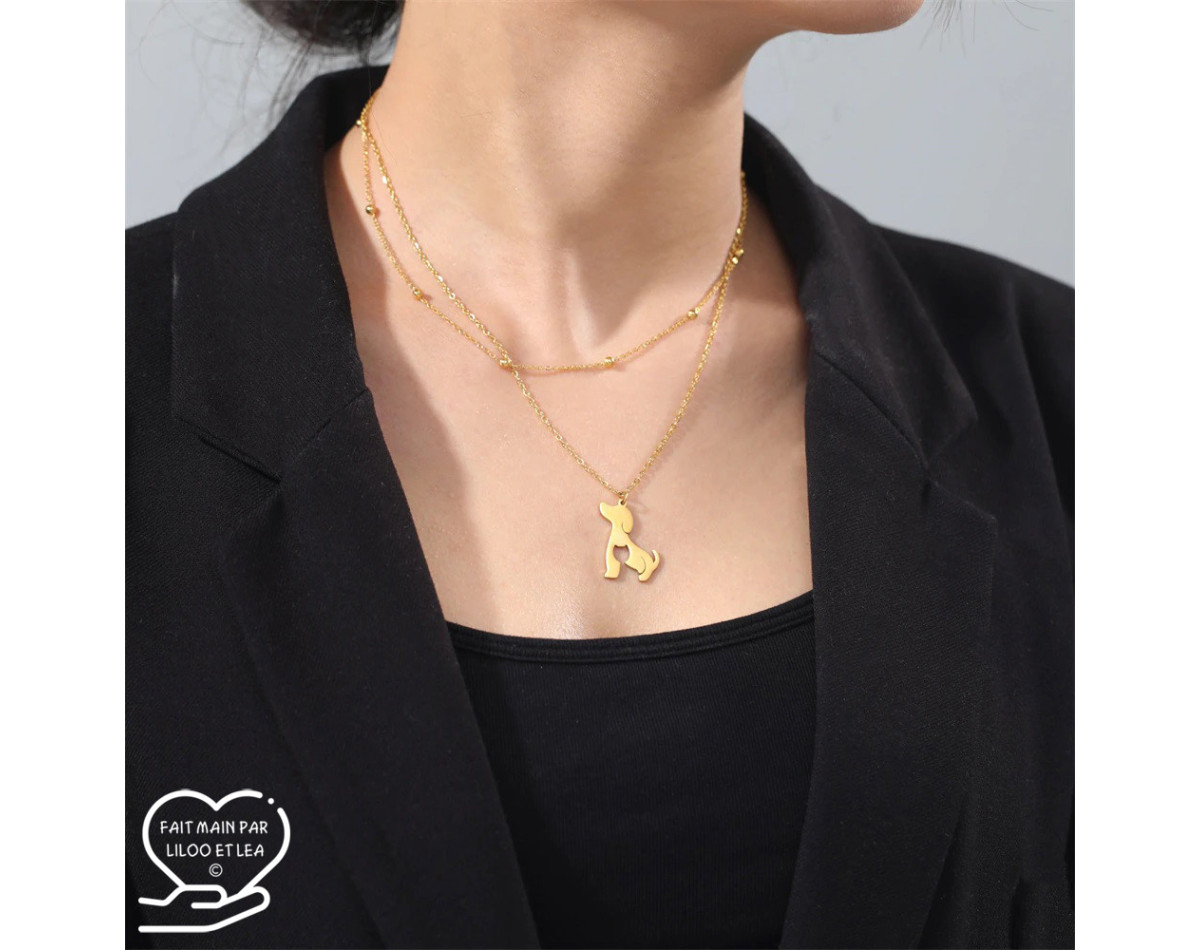 Dog pendant necklace, silver or gold stainless steel, woman jewelry, girl jewelry, child jewelry