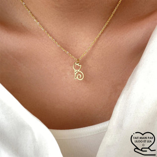 Hollow cat pendant necklace, silver or gold stainless steel, woman jewelry, girl jewelry, child jewelry