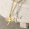 Dragonfly pendant necklace 2, silver or gold stainless steel, woman jewelry, girl jewelry, child jewelry