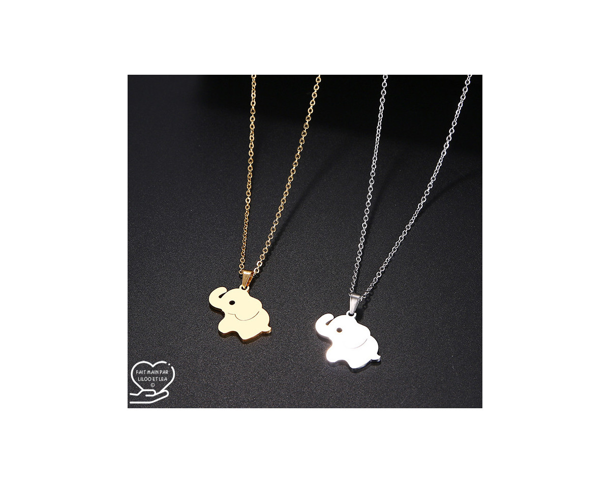 Elephant pendant necklace, silver or gold stainless steel, woman jewelry, girl jewelry, child jewelry