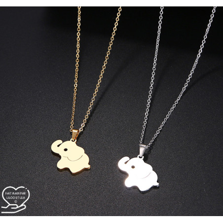 Elephant pendant necklace, silver or gold stainless steel, woman jewelry, girl jewelry, child jewelry