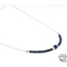Lapis lazuli natural faceted stones and Karen Hill Tribe beads necklace, sterling silver 925, 14K gold filled