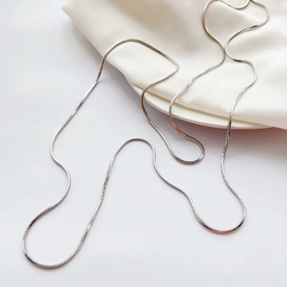 Very long serpentine chain necklace in silver or gold stainless steel woman gift