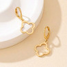 Boucles d'oreilles dormeuses rondes et trèfles creux acier inoxydable argent or vendues par paire