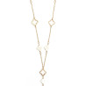 Collier ou sautoir lariat trèfles en nacre et creux pendant central court acier inoxydable argent or cadeau