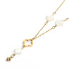 Mother-of-pearl and hollow clover lariat necklace with short central pendant silver or gold stainless steel woman gift