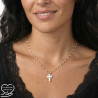 Collier pendentif croix en nacre naturelle sur acier inoxydable argent ou or bijou religieux croix chrétienne