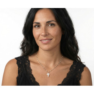 Mother-of-pearl cross pendant necklace on silver or gold stainless steel religeous christian necklace