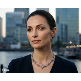 Silver or gold plated stainless steel large link necklace, T clasp