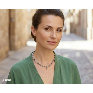 Silver or gold plated stainless steel large link necklace, T clasp