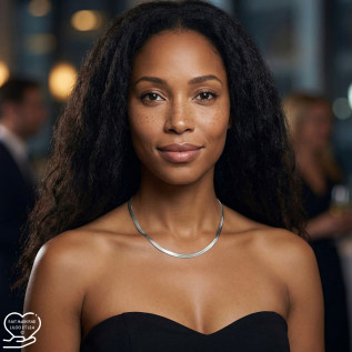 Silver or gold plated stainless steel flat mesh necklace, mirror mesh 4 mm