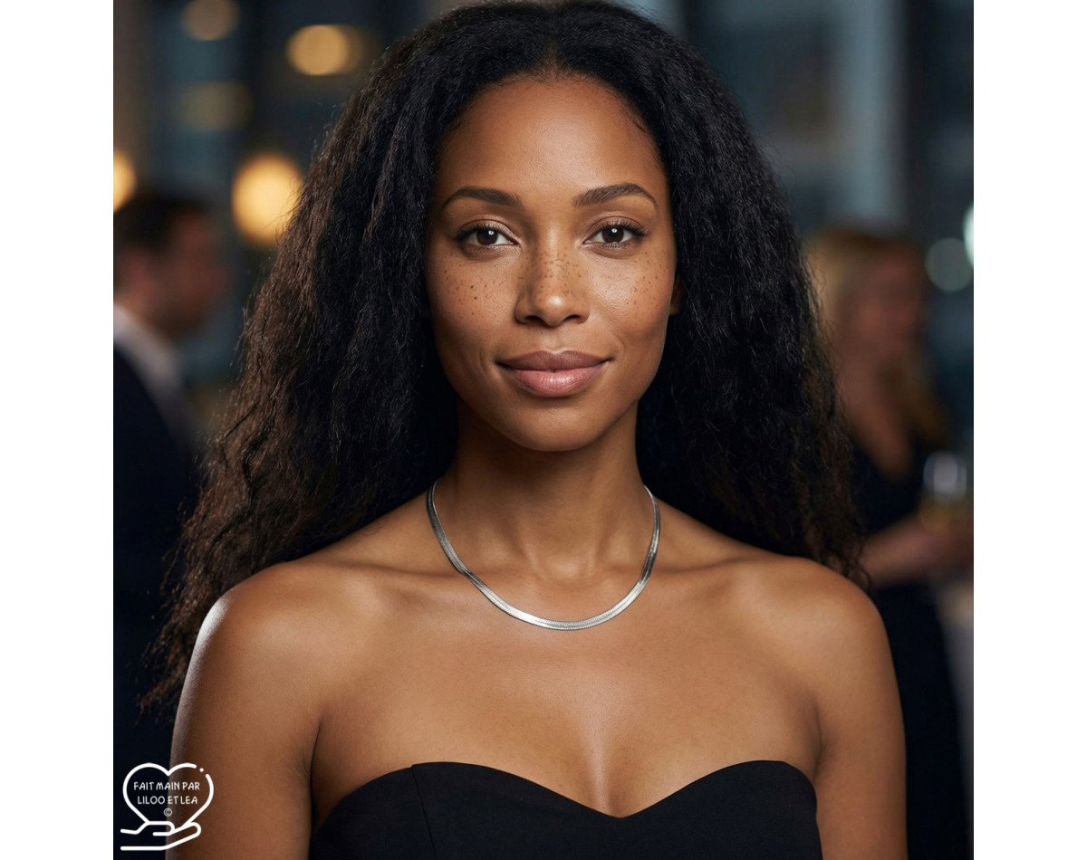 Silver or gold plated stainless steel flat mesh necklace, mirror mesh 4 mm